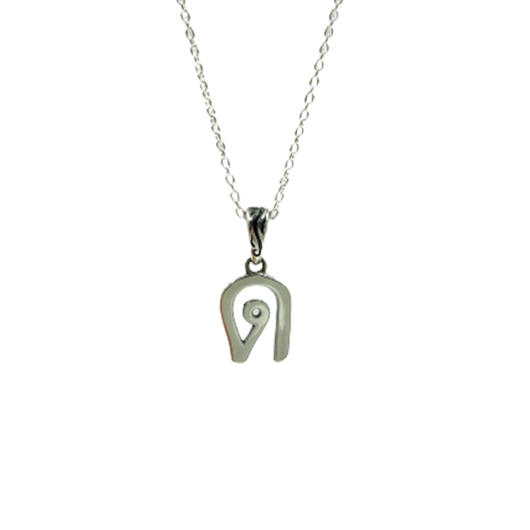 Silver Necklace Thai Alphabet Pendant 925.