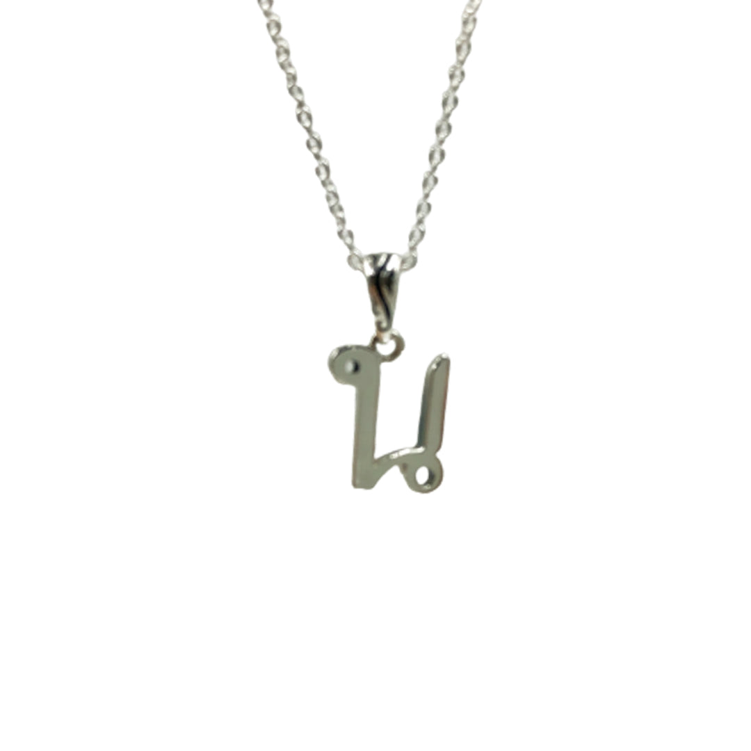 Silver Necklace Thai Alphabet Pendant 925.