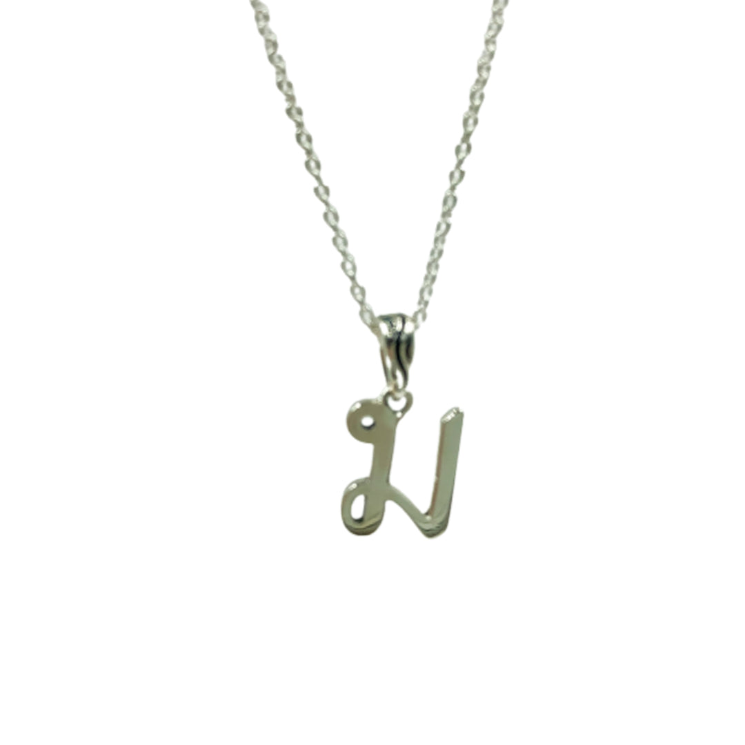 Silver Necklace Thai Alphabet Pendant 925.