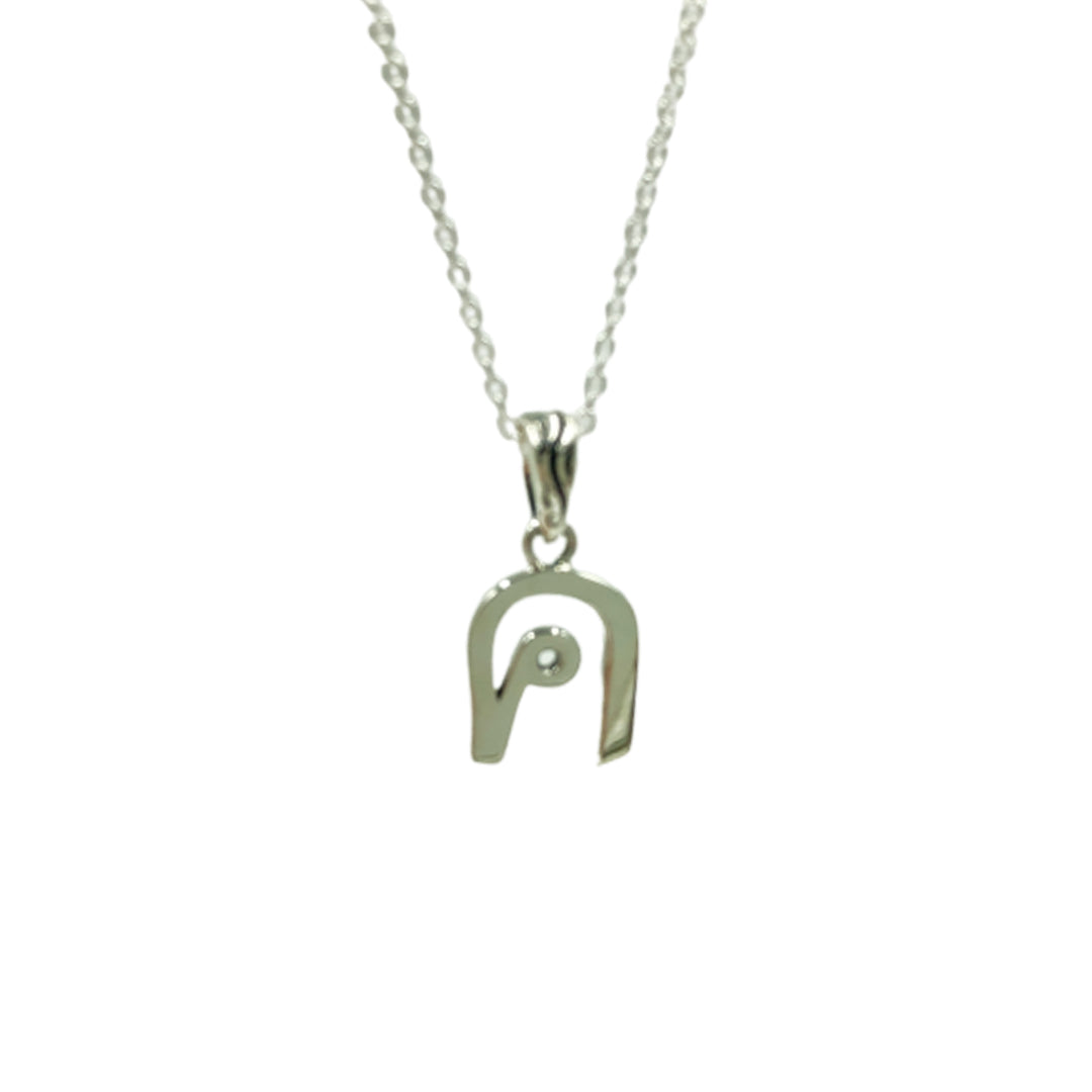 Silver Necklace Thai Alphabet Pendant 925.